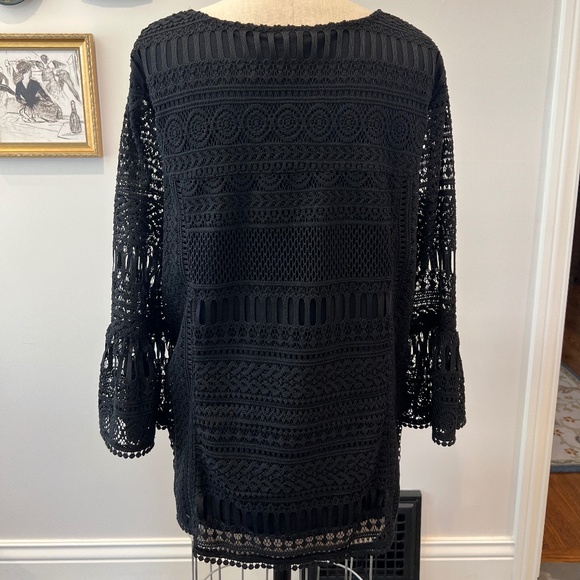 Alfani lace layered black blouse, Size Large - Picture 3 of 8